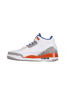 AIR JORDAN 3 RETRO KNICKS WHITE/OLD ROYAL-UNIVERSITY ORANGE-TECH GREY