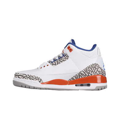 AIR JORDAN 3 RETRO KNICKS WHITE/OLD ROYAL-UNIVERSITY ORANGE-TECH GREY