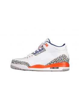 AIR JORDAN 3 RETRO KNICKS WHITE/OLD ROYAL-UNIVERSITY ORANGE-TECH GREY