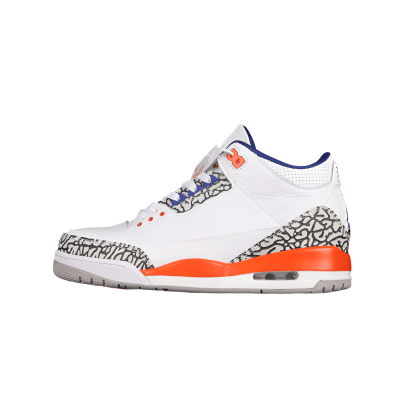 AIR JORDAN 3 RETRO KNICKS WHITE/OLD ROYAL-UNIVERSITY ORANGE-TECH GREY