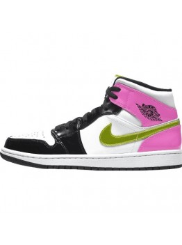 JORDAN 1 MID x WHITE BLACK CYBER PINK
