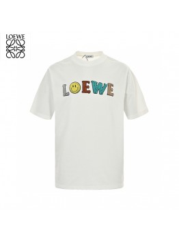 Loewe White T-Shirt with Multicolored Logo