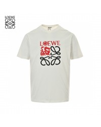 Loewe White T-Shirt with Red and Black Logo