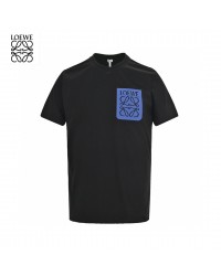 Loewe Black T-Shirt with Blue Pocket