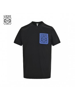 Loewe Black T-Shirt with Blue Pocket