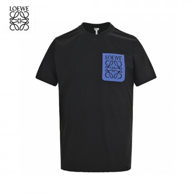 Loewe Black T-Shirt with Blue Pocket