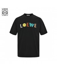 Loewe Black T-Shirt with Multicolored Logo