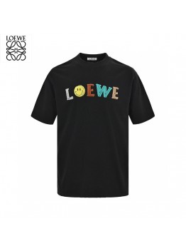 Loewe Black T-Shirt with Multicolored Logo