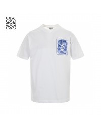 Loewe White T-Shirt with Blue Pocket Logo