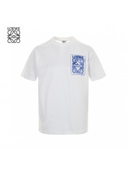 Loewe White T-Shirt with Blue Pocket Logo