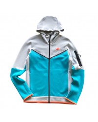 NIKE TECH FLEECE HOODIE x WOLF GREY/AQUAMARINE/ORANGE