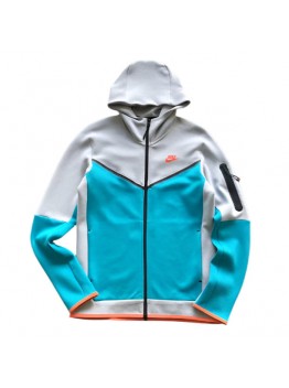 NIKE TECH FLEECE HOODIE x WOLF GREY/AQUAMARINE/ORANGE