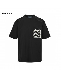 Prada Black T-Shirt with Geometric Pocket Design