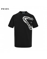 Prada Triangle Spray Paint Logo T-Shirt (Black)