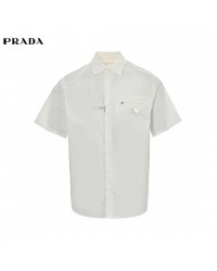 Prada Short-Sleeve Button-Up Shirt (White)