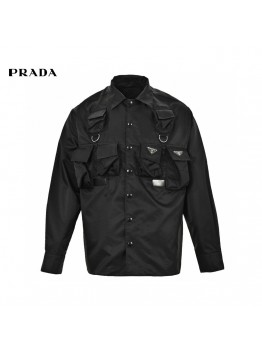 Prada Military Style Jacket - Black