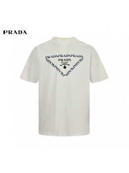 Prada White T-Shirt with Logo Design