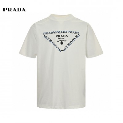 Prada White T-Shirt with Logo Design