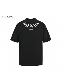 Prada T-Shirt - Black with Bold Branding