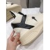 Rick Owens Cream and Black High-Top Sneakers