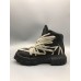 Rick Owens Black High-Top Sneakers with Beige Straps
