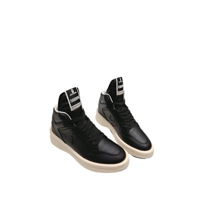 Rick Owens Black and White High-Top Sneakers