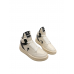 Rick Owens Cream and Black High-Top Sneakers