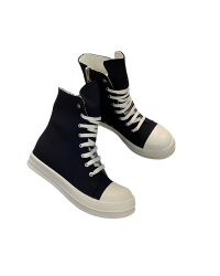 Rick Owens Canvas High-Top Sneakers - Black and White