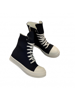 Rick Owens Canvas High-Top Sneakers - Black and White