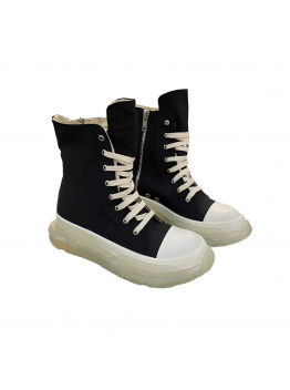 Rick Owens High-Top Canvas Boots - Black with Translucent Sole