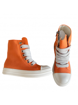 Rick Owens Orange High-Top Sneakers