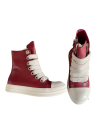 Rick Owens Red High-Top Sneakers
