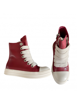 Rick Owens Red High-Top Sneakers
