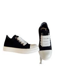 Rick Owens Black Suede Low-Top Sneakers