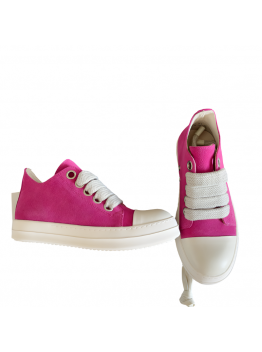 Rick Owens Pink Suede Low-Top Sneakers
