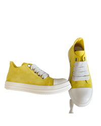 Rick Owens Yellow Suede Low-Top Sneakers