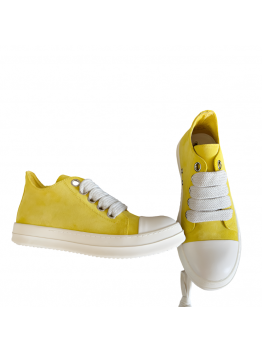 Rick Owens Yellow Suede Low-Top Sneakers