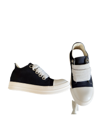 Rick Owens Black Canvas Low-Top Sneakers