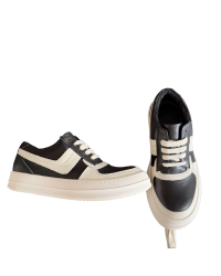 Rick Owens Black and White Low-Top Sneakers