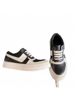 Rick Owens Black and White Low-Top Sneakers