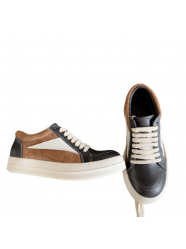 Rick Owens Black and Brown Low-Top Sneakers