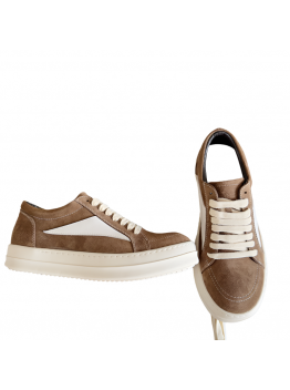 Rick Owens Brown Suede Low-Top Sneakers