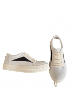 Rick Owens White Suede Low-Top Sneakers