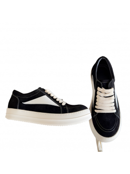 Rick Owens Black Suede Low-Top Sneakers