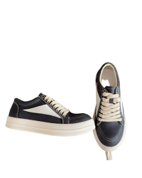 Rick Owens Black Canvas Low-Top Sneakers