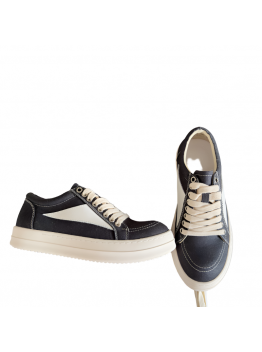Rick Owens Black Canvas Low-Top Sneakers
