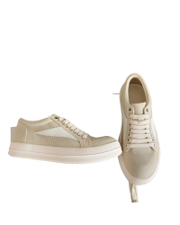 Rick Owens Beige Canvas Low-Top Sneakers