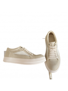 Rick Owens Beige Canvas Low-Top Sneakers