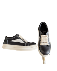 Rick Owens Black Leather and Suede Low-Top Sneakers