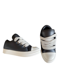 Rick Owens Black and White Low-Top Sneakers
